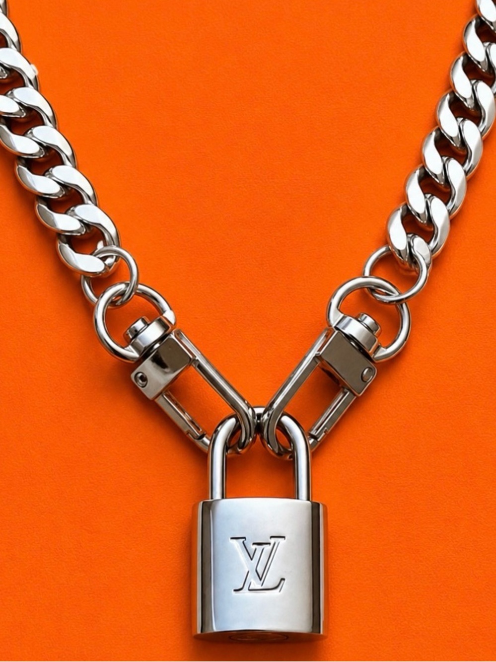 Louis Vuitton Silver-tone Padlock with LV Logo